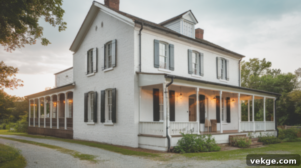 Classic Farmhouse White Painted Brick Home