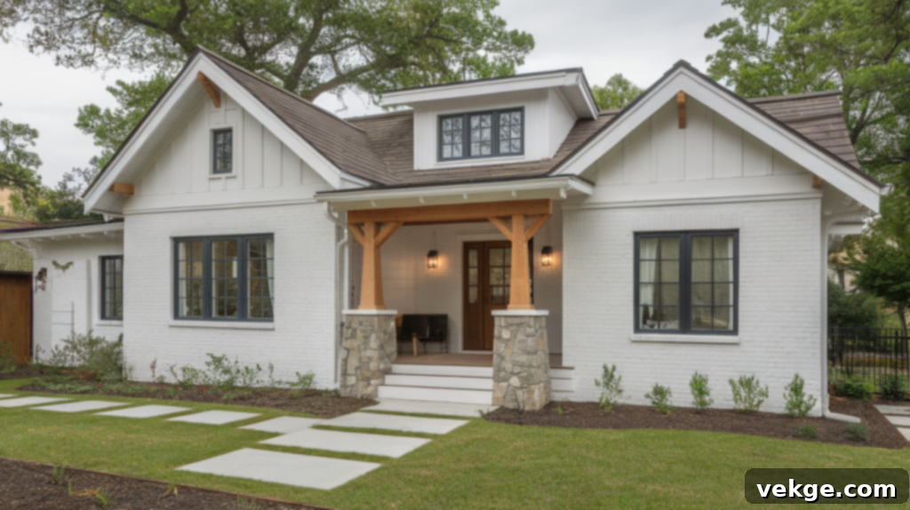 Craftsman Cottage with White Painted Brick