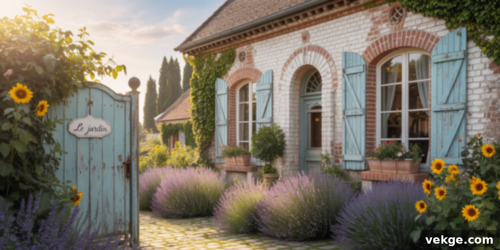 French Country Style White Painted Brick Home