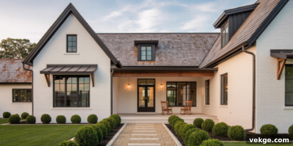 Contemporary Farmhouse with White Painted Brick