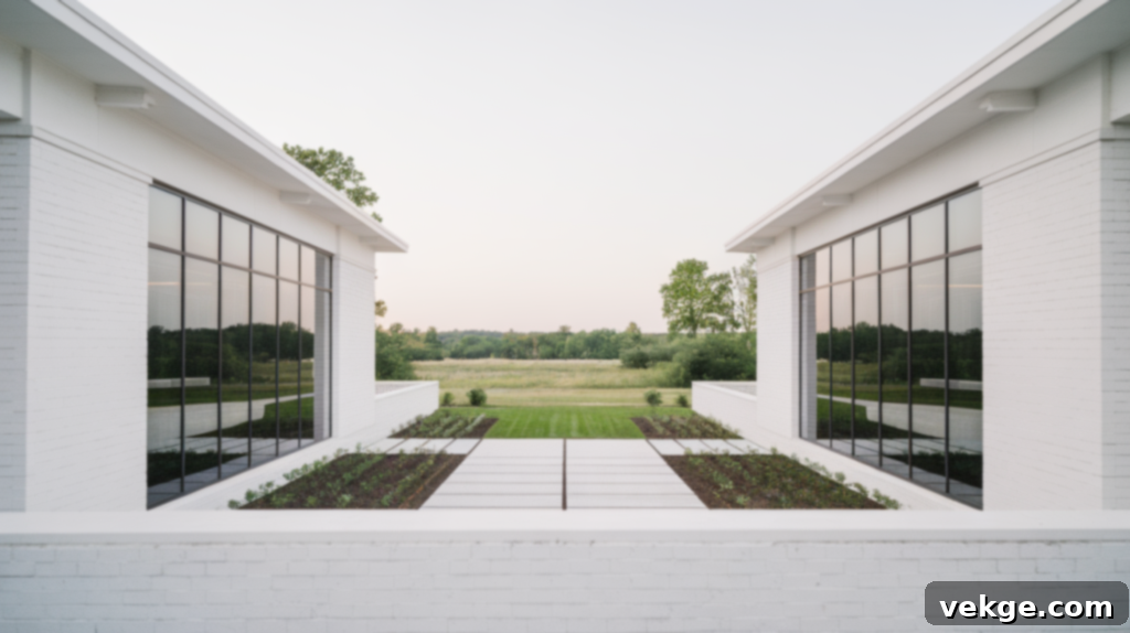 Sleek Contemporary Lines White Brick House