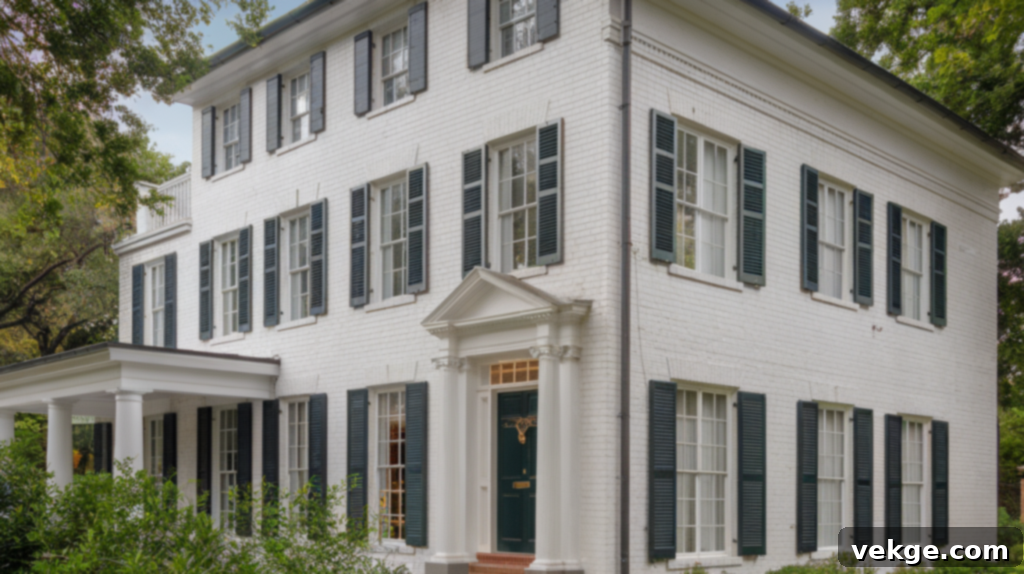 Southern Colonial White Painted Brick Home