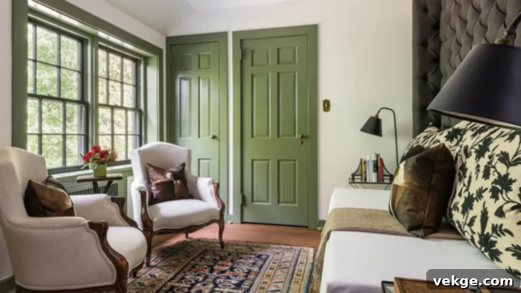 Benjamin Moore Great Barrington Green (HC-122) - A strong, cool-toned dark green paint bringing a fresh, modern edge to home offices, living rooms, or accent walls.