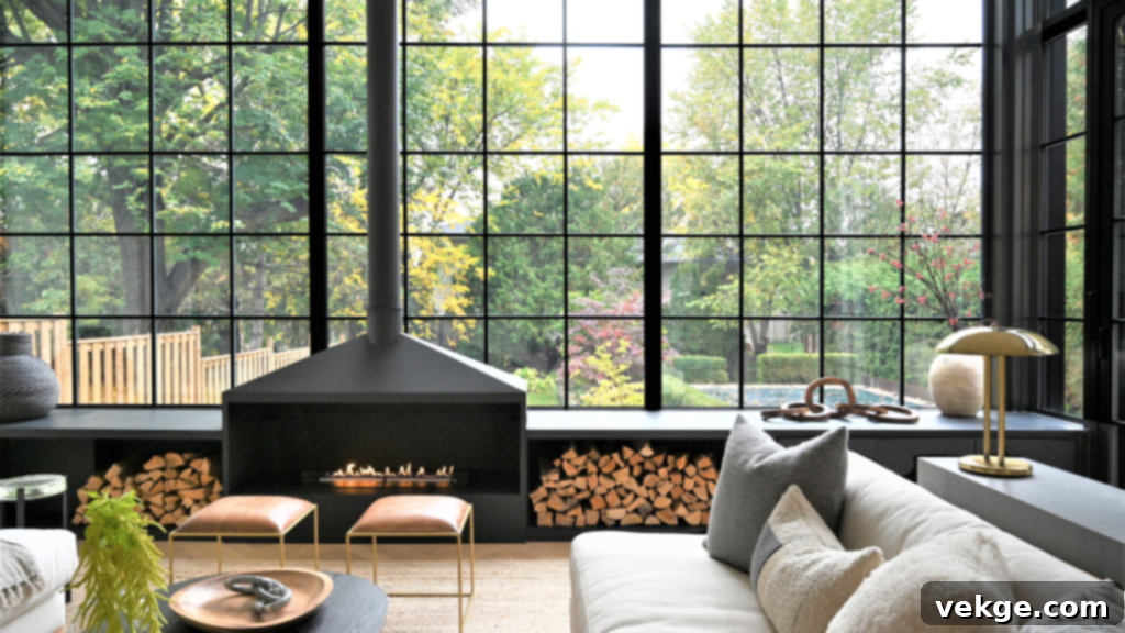 Statement Fireplace with stone and rustic mantel