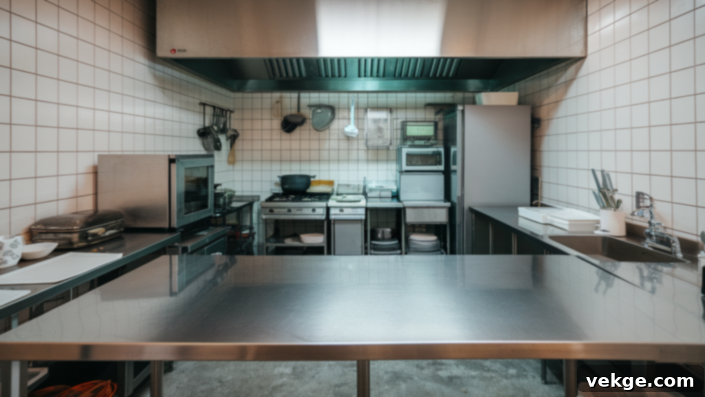 Sleek and Hygienic Stainless Steel Countertop