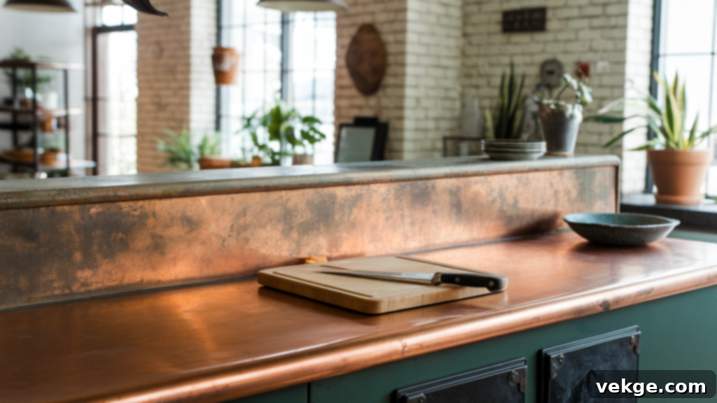 Rustic and Antimicrobial Copper Countertop