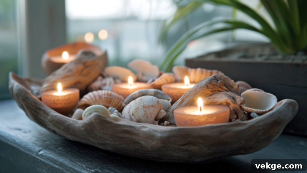 Seashell and Driftwood Display