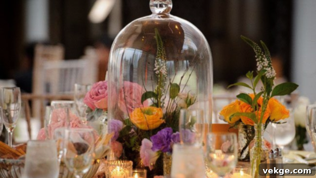 Glass Cloche with Flowers