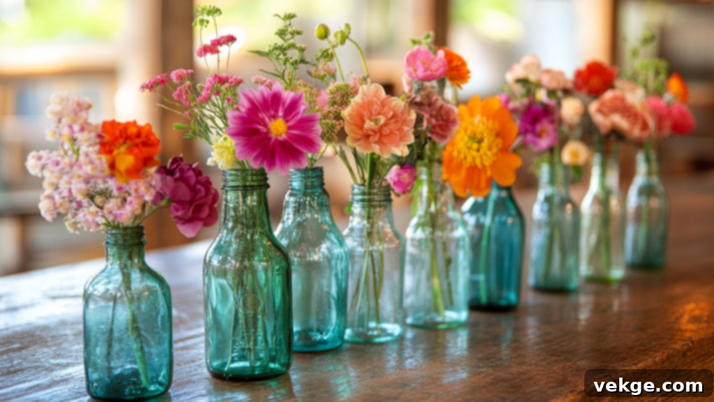 Recycled Glass Bottles as Vases