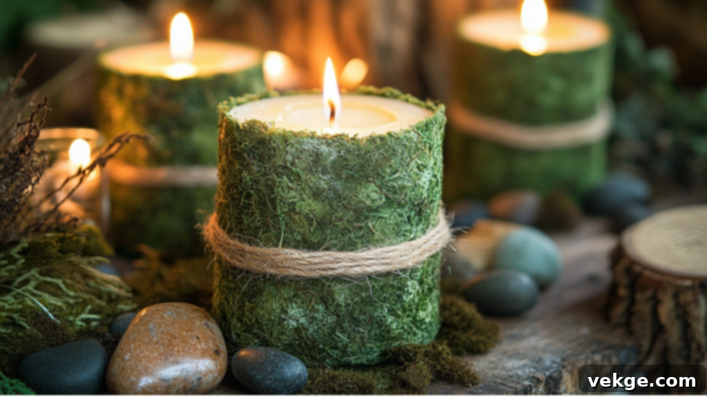 Moss-Wrapped Candles