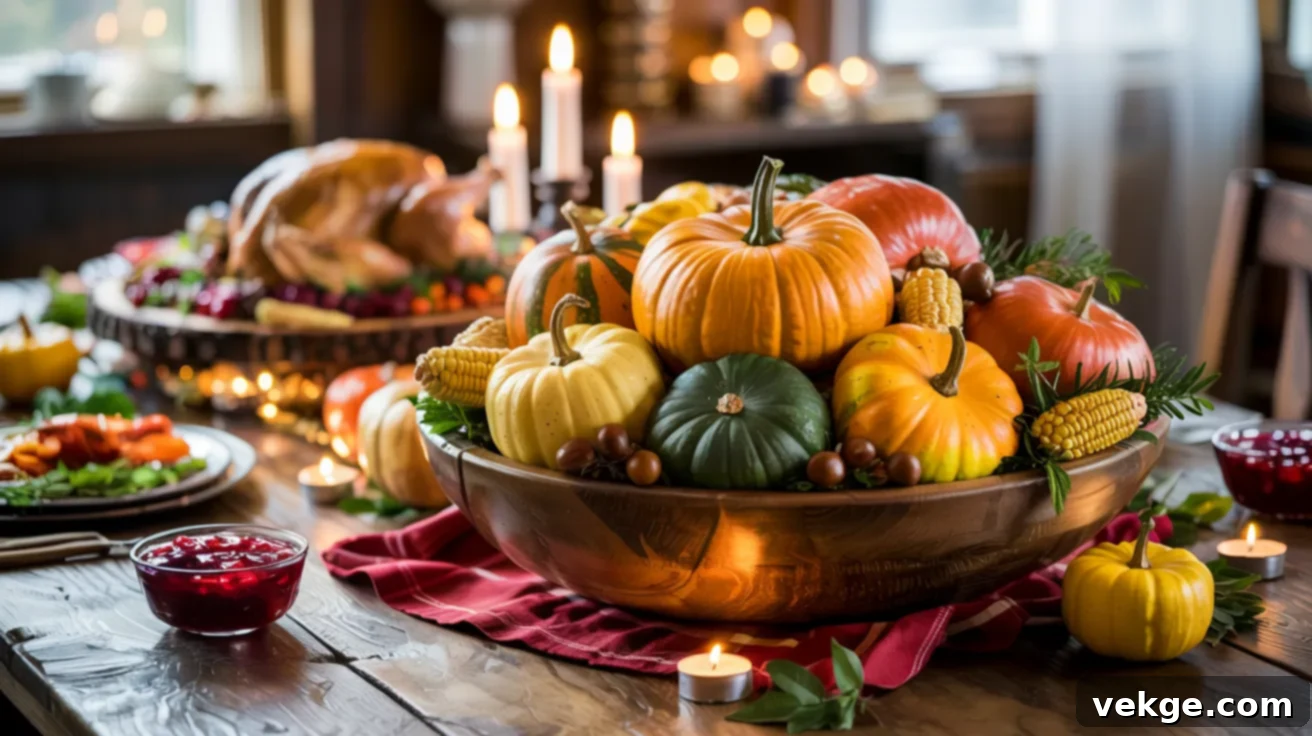 Wooden Bowl Centerpieces with Autumn Harvest