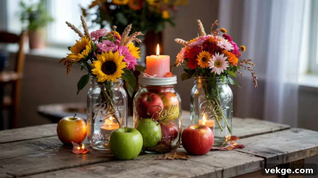 Mason Jar Centerpieces for Fall Decor