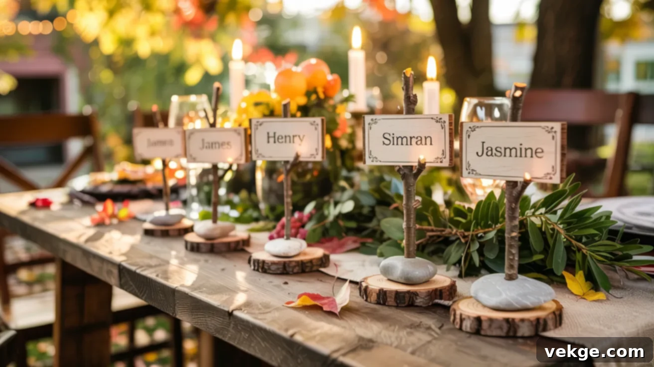 Tree Branch Place Card Holders for Nature Theme