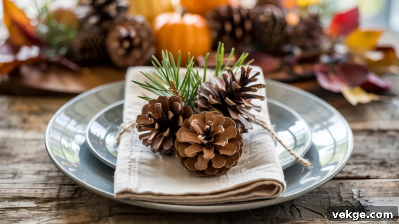 Pinecone Place Settings for Woodland Theme