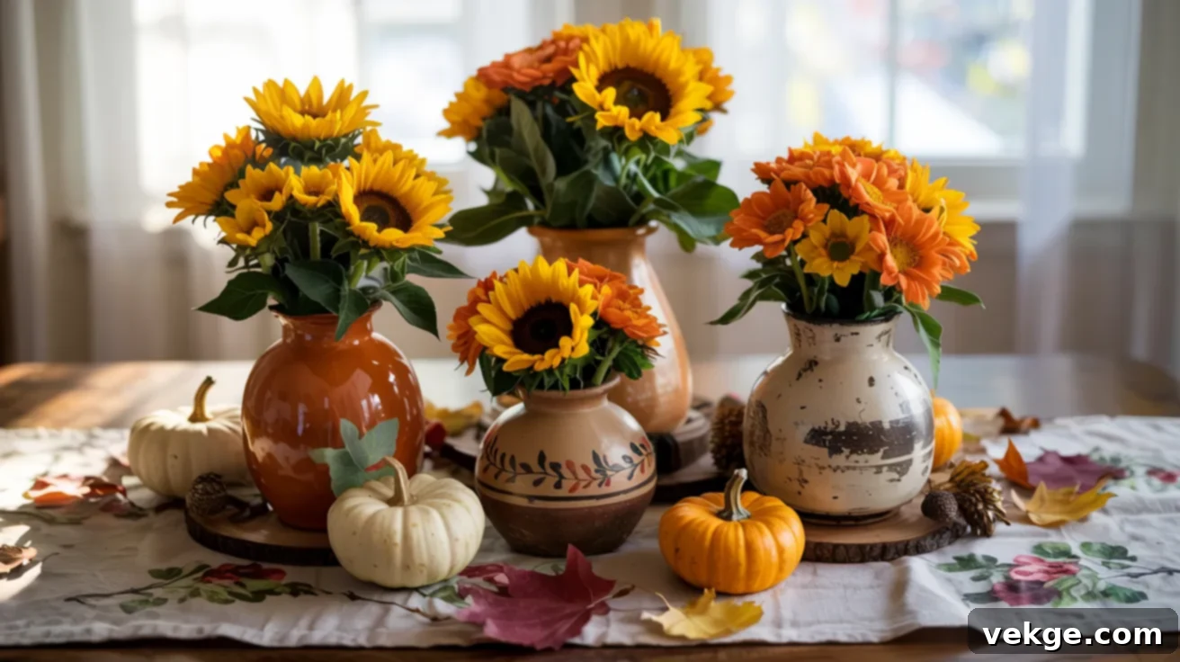 Harvest-Inspired Vases with Fall Flowers