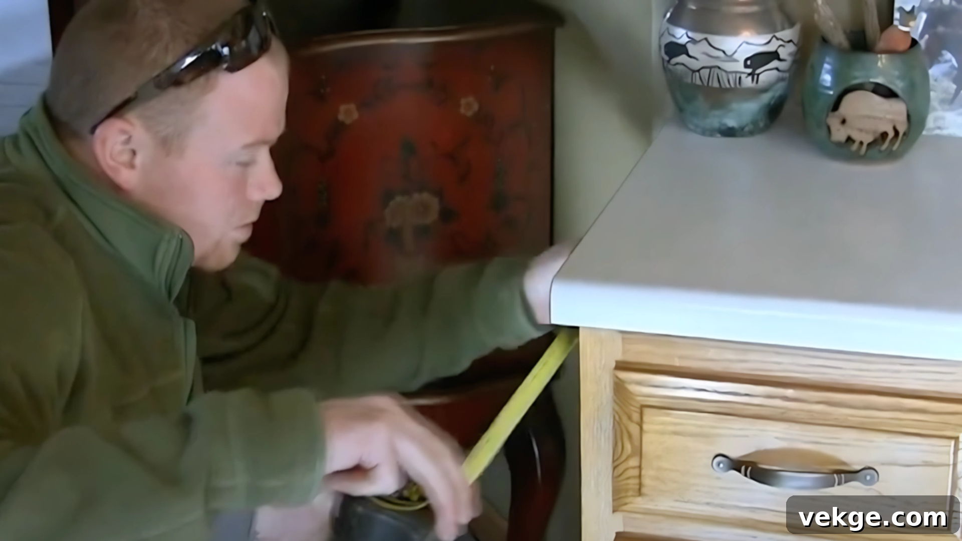 Precisely measuring cabinet openings and assessing existing cabinet frames for damage before refacing.
