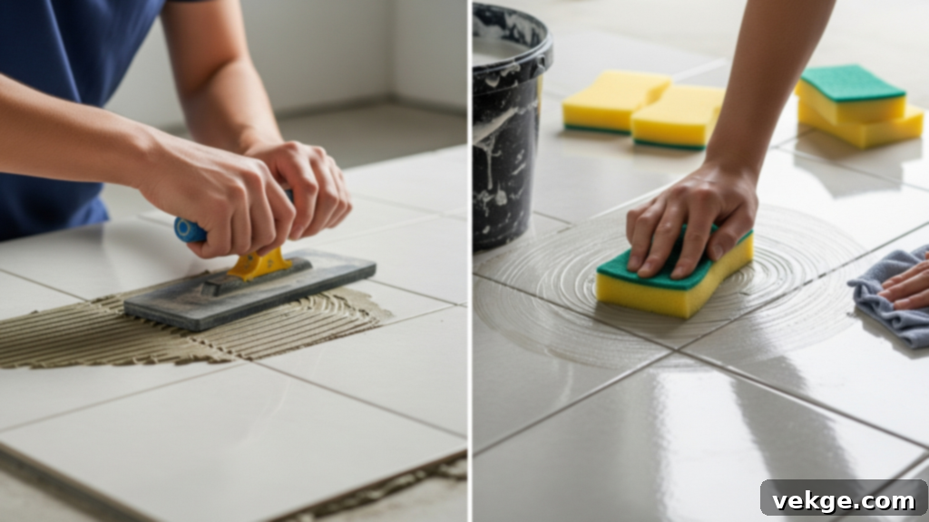 Apply Grout and Clean in Sections