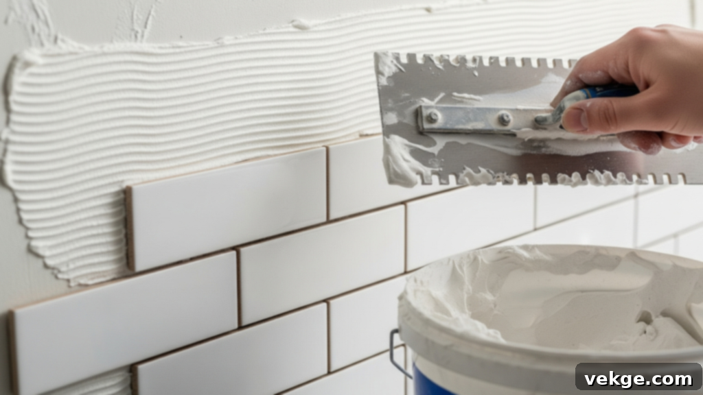 Spread Adhesive and Install in Small Sections
