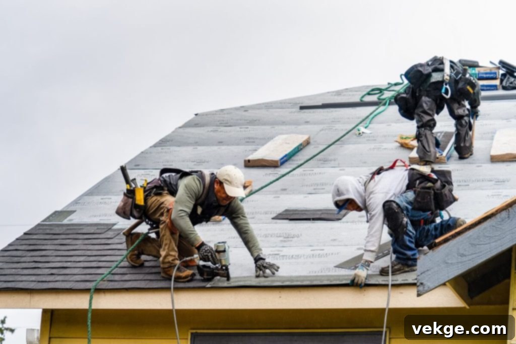 Expert roofers inspecting a roof in Albany, NY for quality roofing services