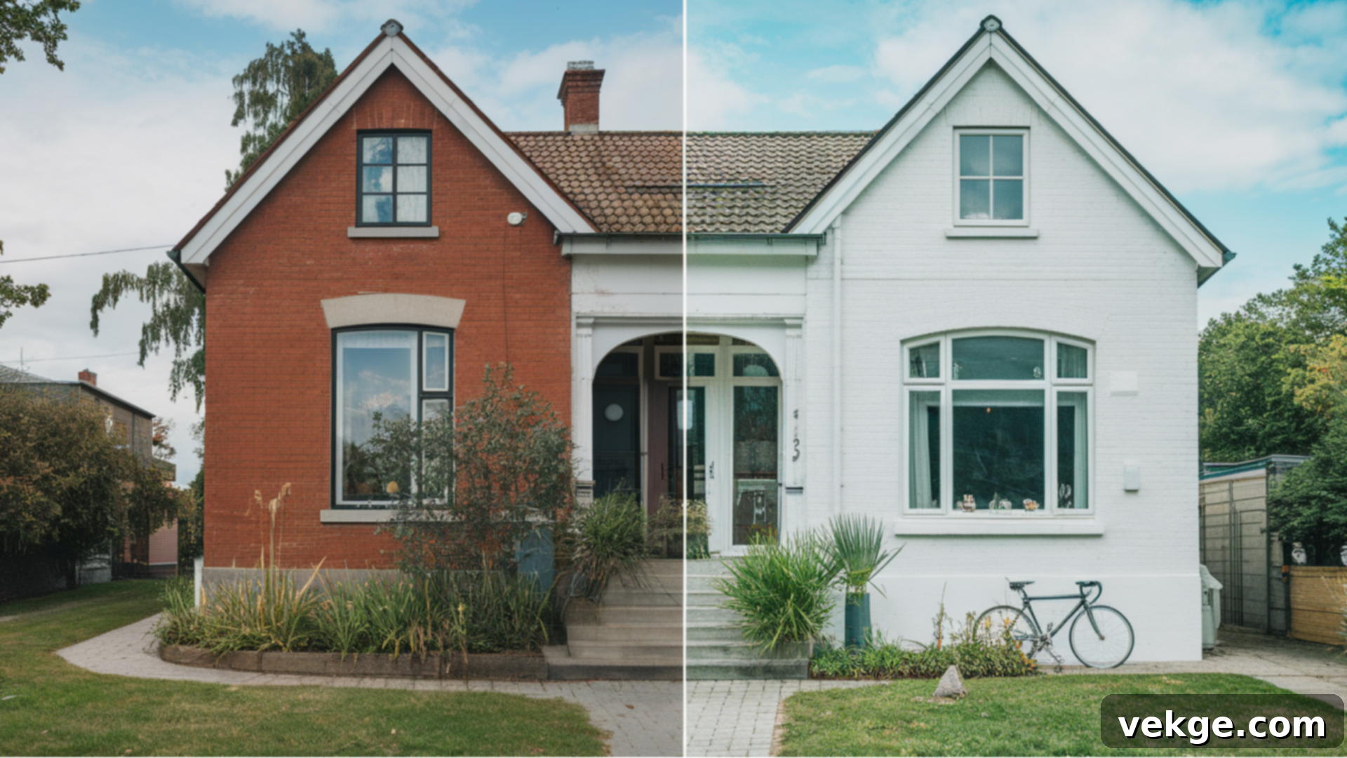 Red Brick to White Painted Brick Transformation