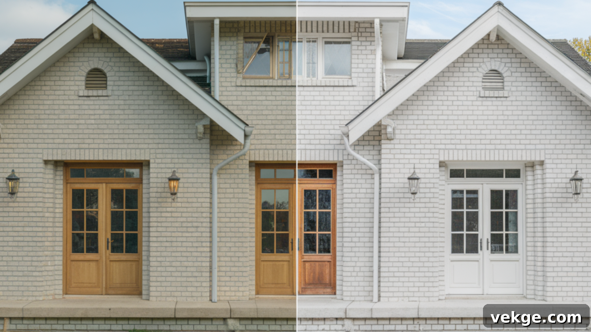 Light Gray Brick to Bright White with Light Wood Accents
