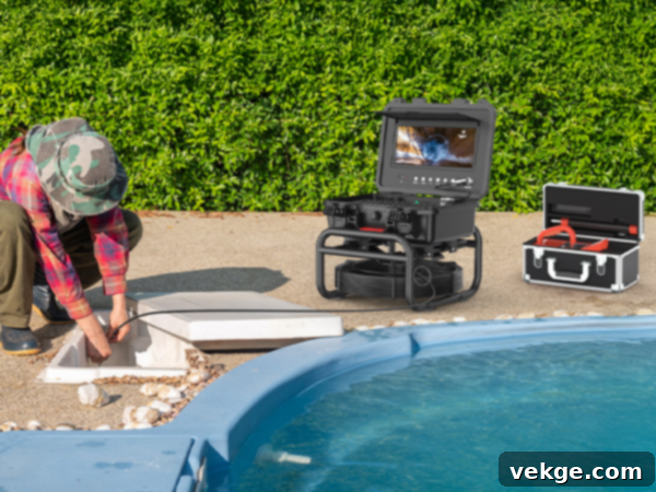 Man operating a portable sewer camera system for DIY home inspection