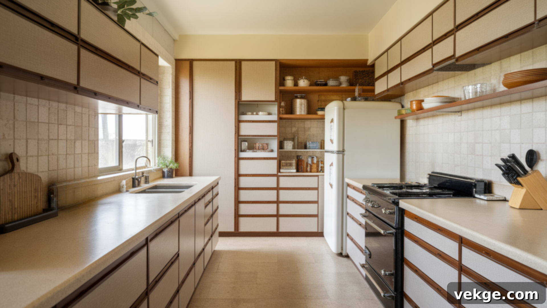 Mid-Century Kitchen with Seamless Integrated Storage Solutions