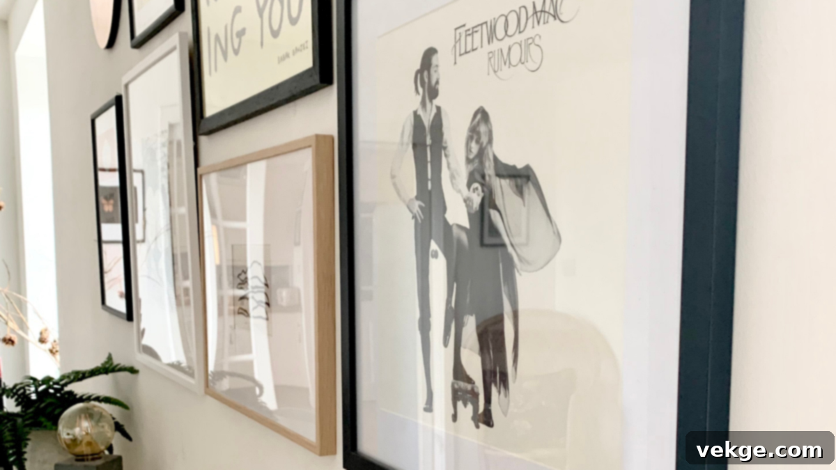 Six framed photos telling a personal story with handwritten captions