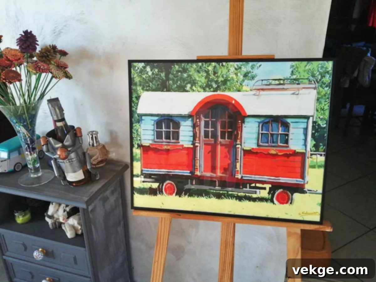 Personalized paint by numbers portrait on a gallery wall