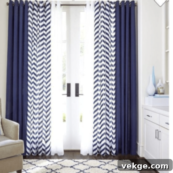 blue and white drapes 