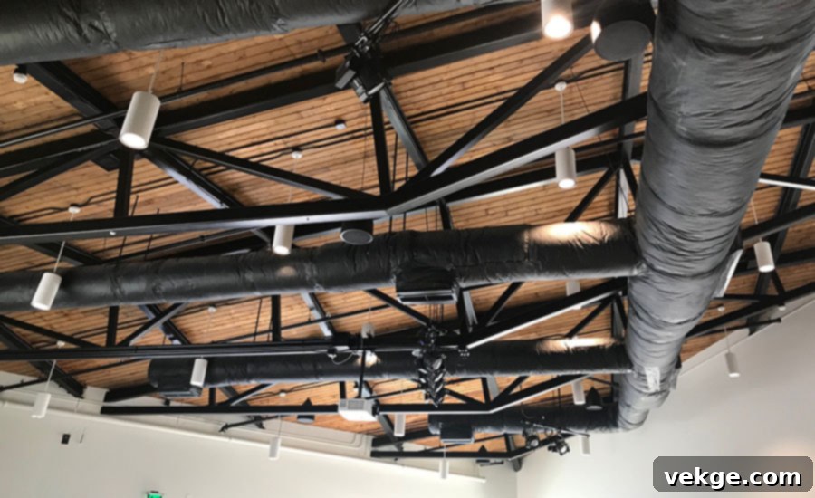 Exposed ducts for industrial interior design