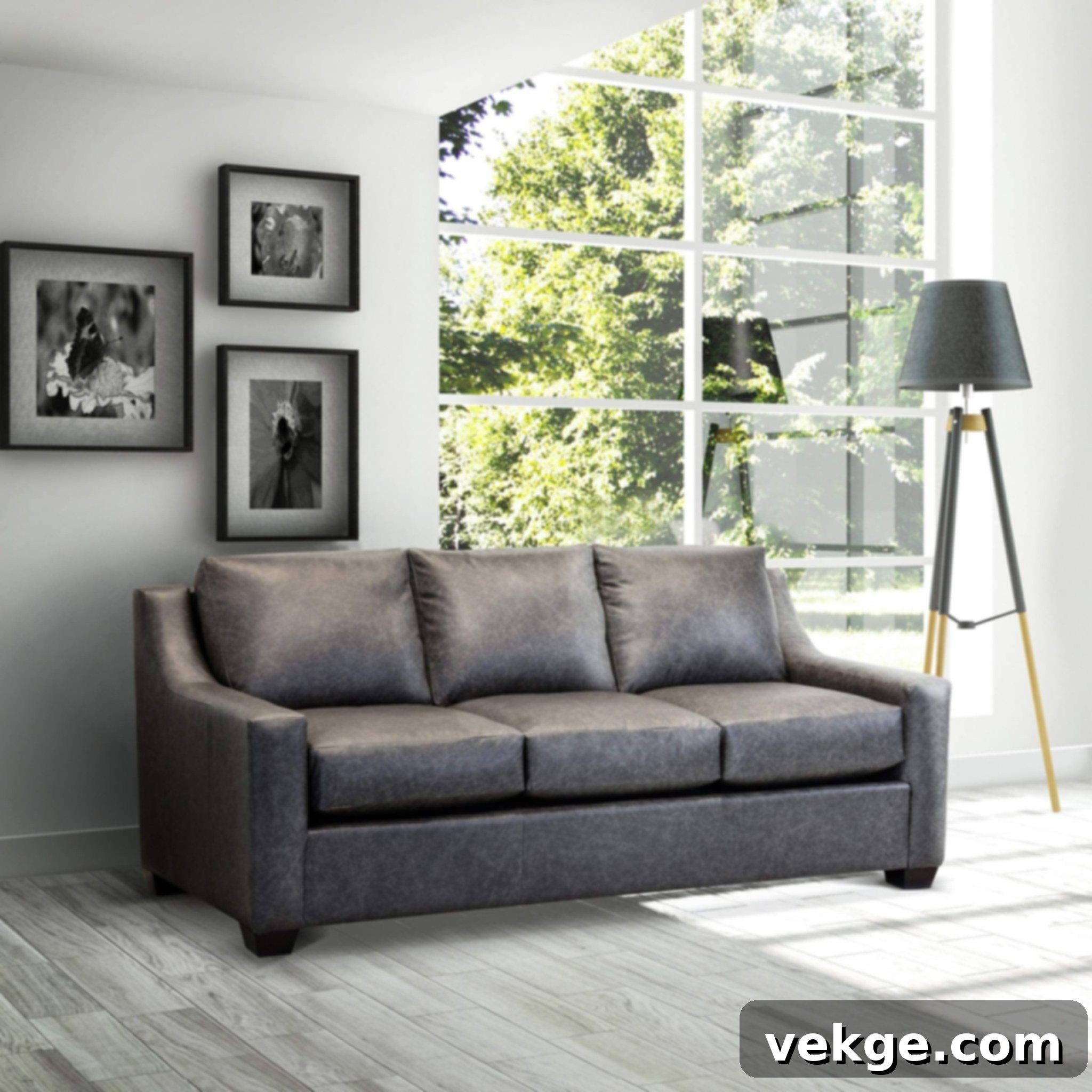 Distressed leather sofa
