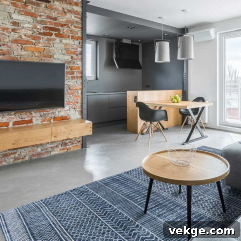 neutral color palette gives industrial interior look