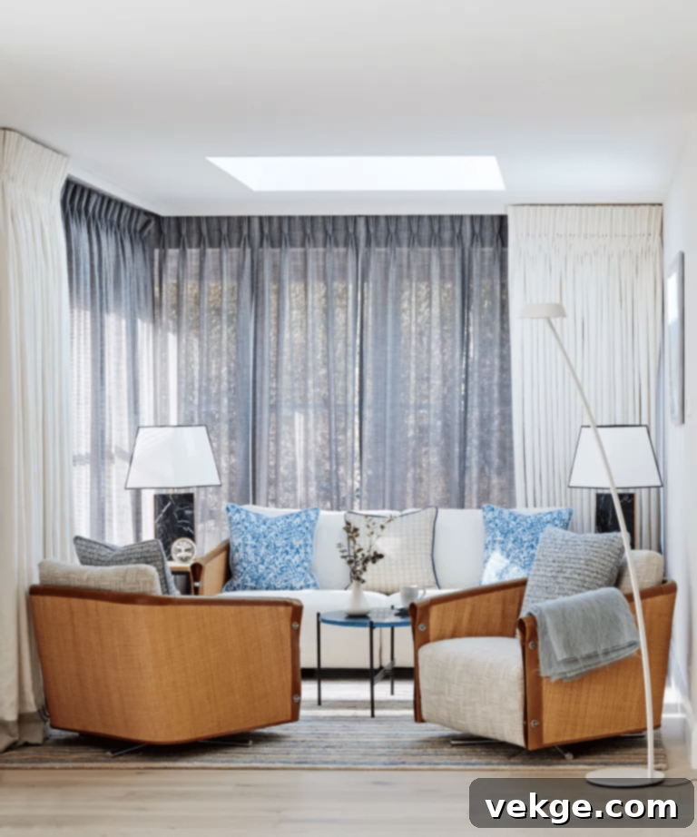 Living room designed for peace and tranquility with an open-plan layout