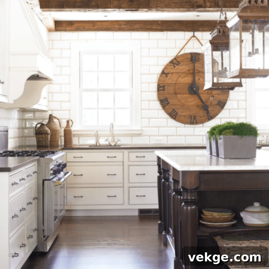 Old-fashioned Clock to Complement Farmhouse Kitchen