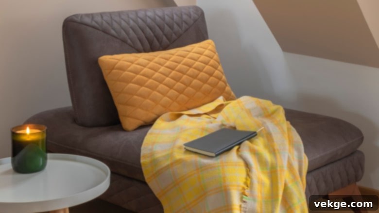 Cozy Nook By The Window With Yellow Blanket And Pillow