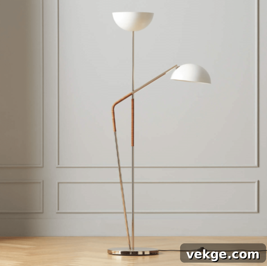 Pavo Champagne Brass Double Floor Lamp by Brett Beldock