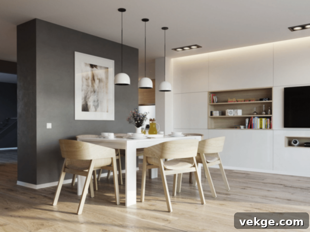 simple wood and gray nordic dining room