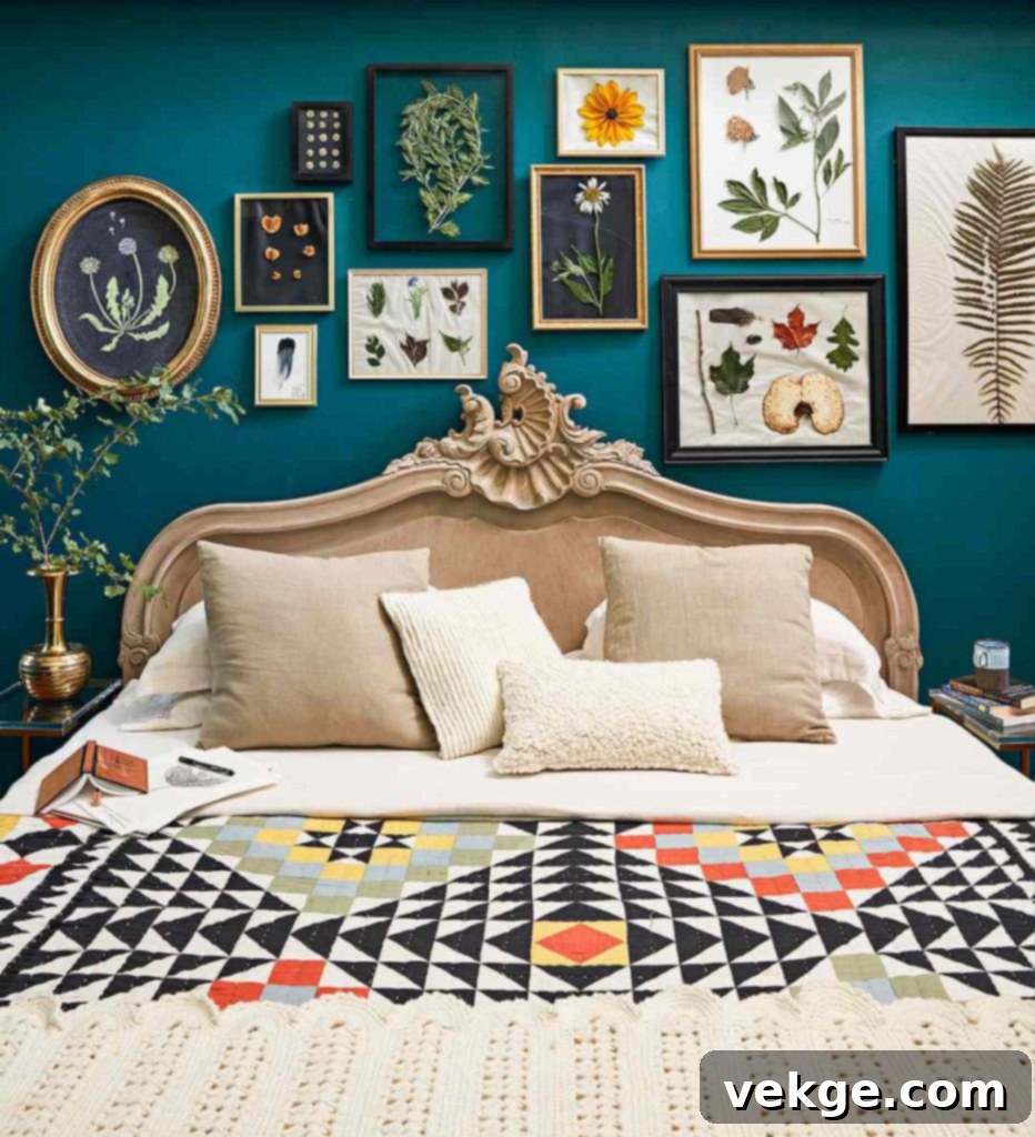 bedroom botanical gallery wall