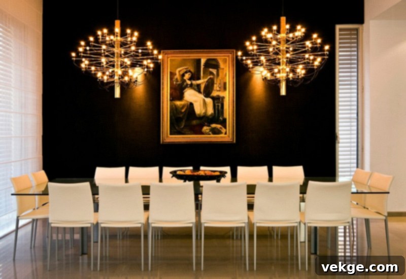 Warm wall lighting in a cozy room with black walls