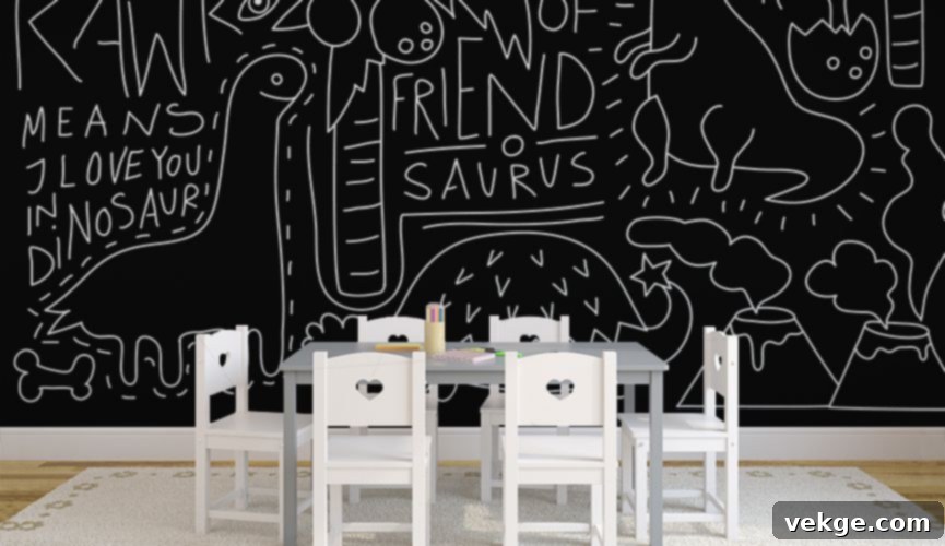 Hand-painted mural on a dark wall creating a focal point