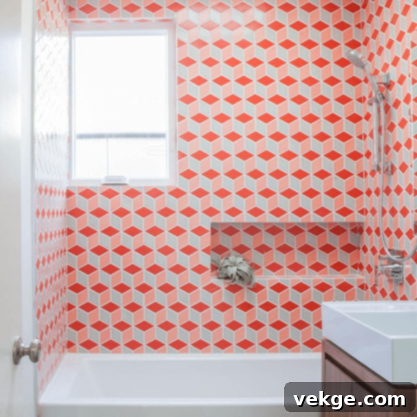 Reddish Hues With a White Background tiles mid-century modern