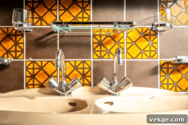 Fiery Yellow and Brown Tiles mid-century modern