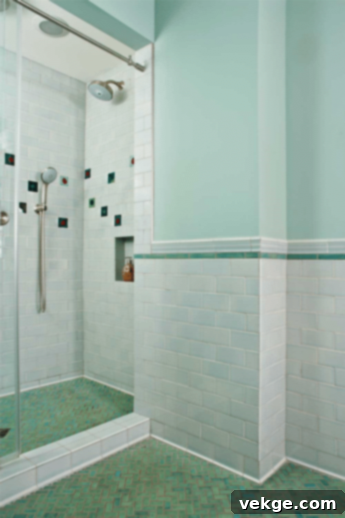 Greenish Tinge in White Tiles mid-century modern