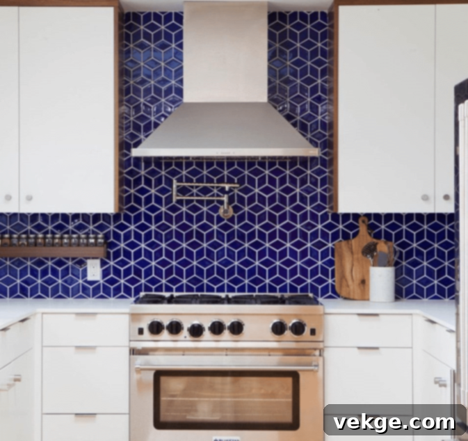 Regular Geometric-Shaped Blue Tiles mid-century modern