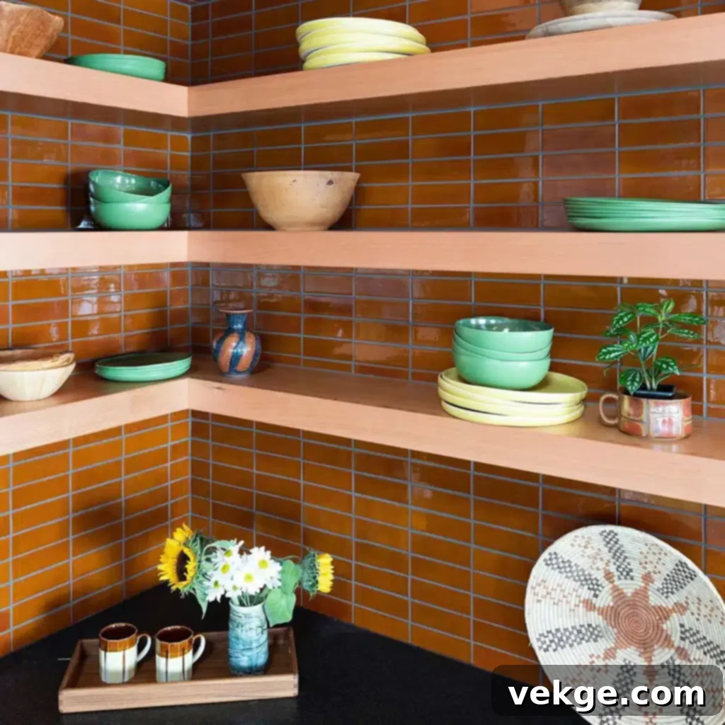 dark brown symmetrical tiles mid-century modern