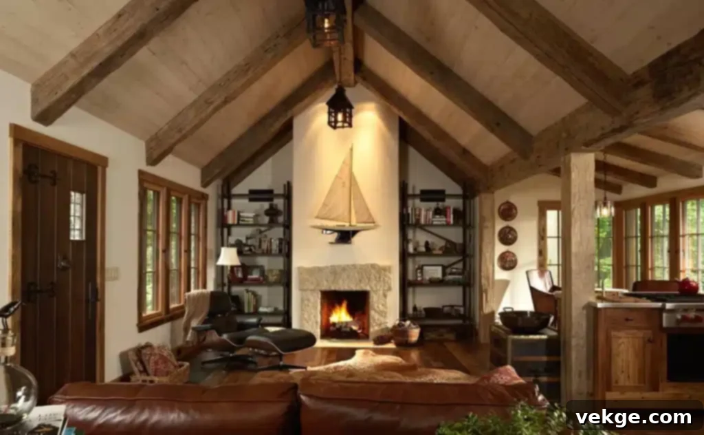 Grand living space with a dramatic cathedral ceiling