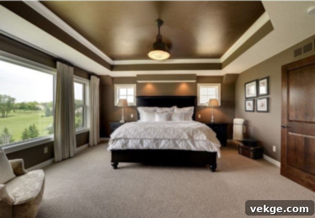 Elegant living room featuring a recessed tray ceiling