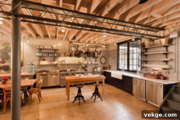 Industrial style room with an exposed ceiling showing ductwork