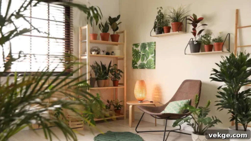 room with multiple plants